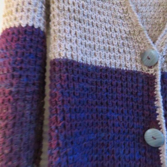 FREE PEOPLE Lake Tahoe Color Block Striped Cardigan Loose Knit Pastel Purple XS - Picture 7 of 14